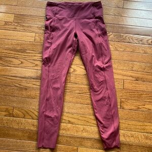 Lululemon red pocket leggings, size 8